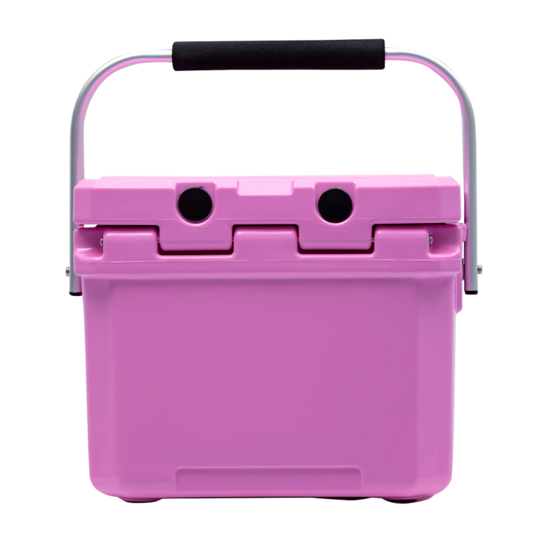 CAMP-ZERO 10 Lt 10.6 Qt Lidded Cooler w/2 Molded In Cup Holders, Pink (Open Box)