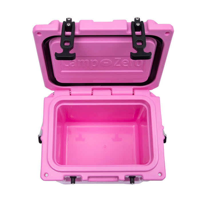 CAMP-ZERO 10 Lt 10.6 Qt Lidded Cooler w/2 Molded In Cup Holders, Pink (Open Box)