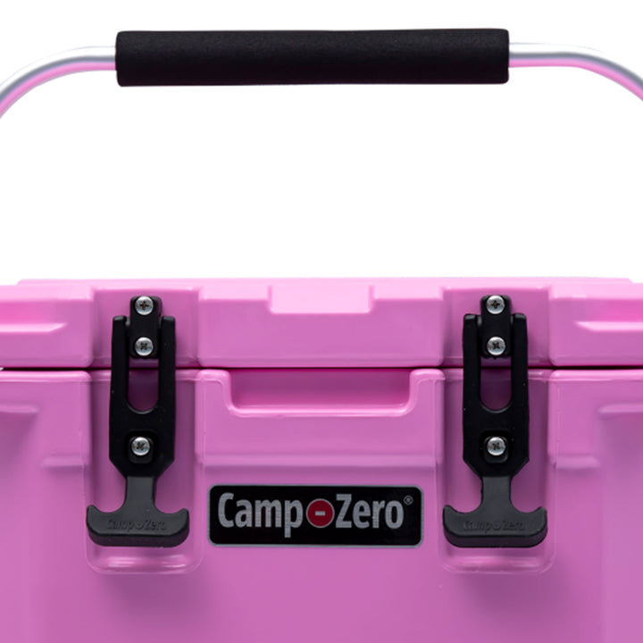 CAMP-ZERO 10 Lt 10.6 Qt Lidded Cooler w/2 Molded In Cup Holders, Pink (Open Box)