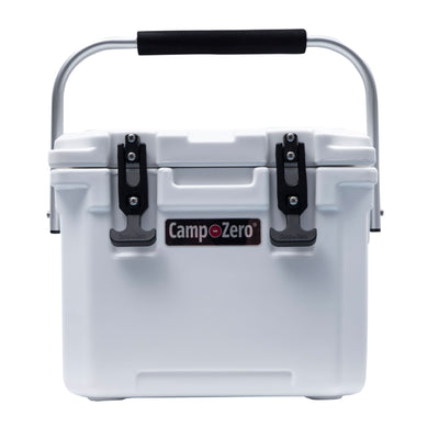 CAMP-ZERO 10 Liter 10.6 Qt Lidded Cooler w/2 Cup Holders, White (Open Box) - VMInnovations
