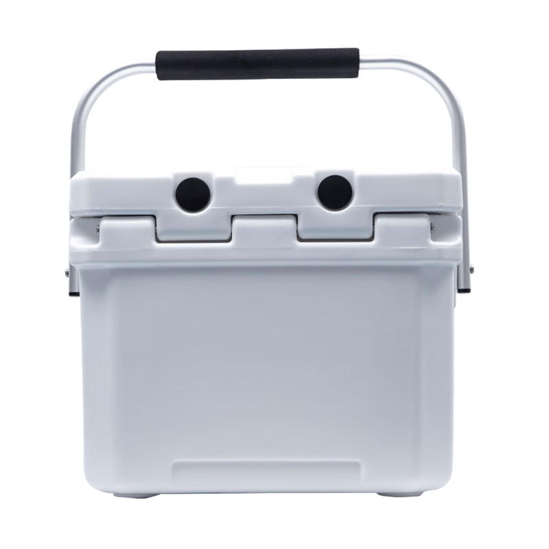 CAMP-ZERO 10 Liter 10.6 Quart Lidded Cooler with 2 Molded In Cup Holders, White