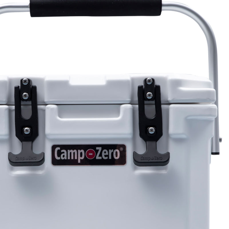 CAMP-ZERO 10 Liter 10.6 Qt Lidded Cooler w/2 Cup Holders, White (Open Box)