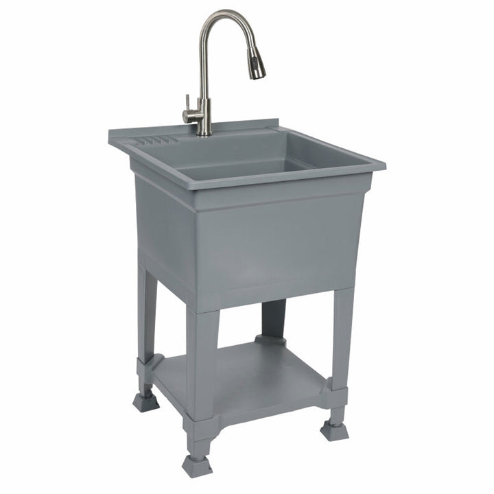 UTILITYSINKS Plastic 24" Compact Workshop Utility Tub Sink, Grey (For Parts)