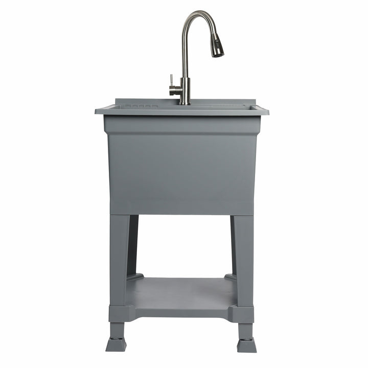 UTILITYSINKS Plastic 24" Compact Workshop Utility Tub Sink, Grey (For Parts) - VMInnovations