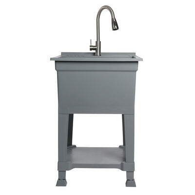 UTILITYSINKS Plastic 24" Freestanding Workshop Utility Tub Sink, Grey (Used) - VMInnovations