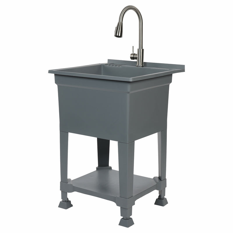 UTILITYSINKS Plastic 24" Compact Workshop Utility Tub Sink, Grey (For Parts)