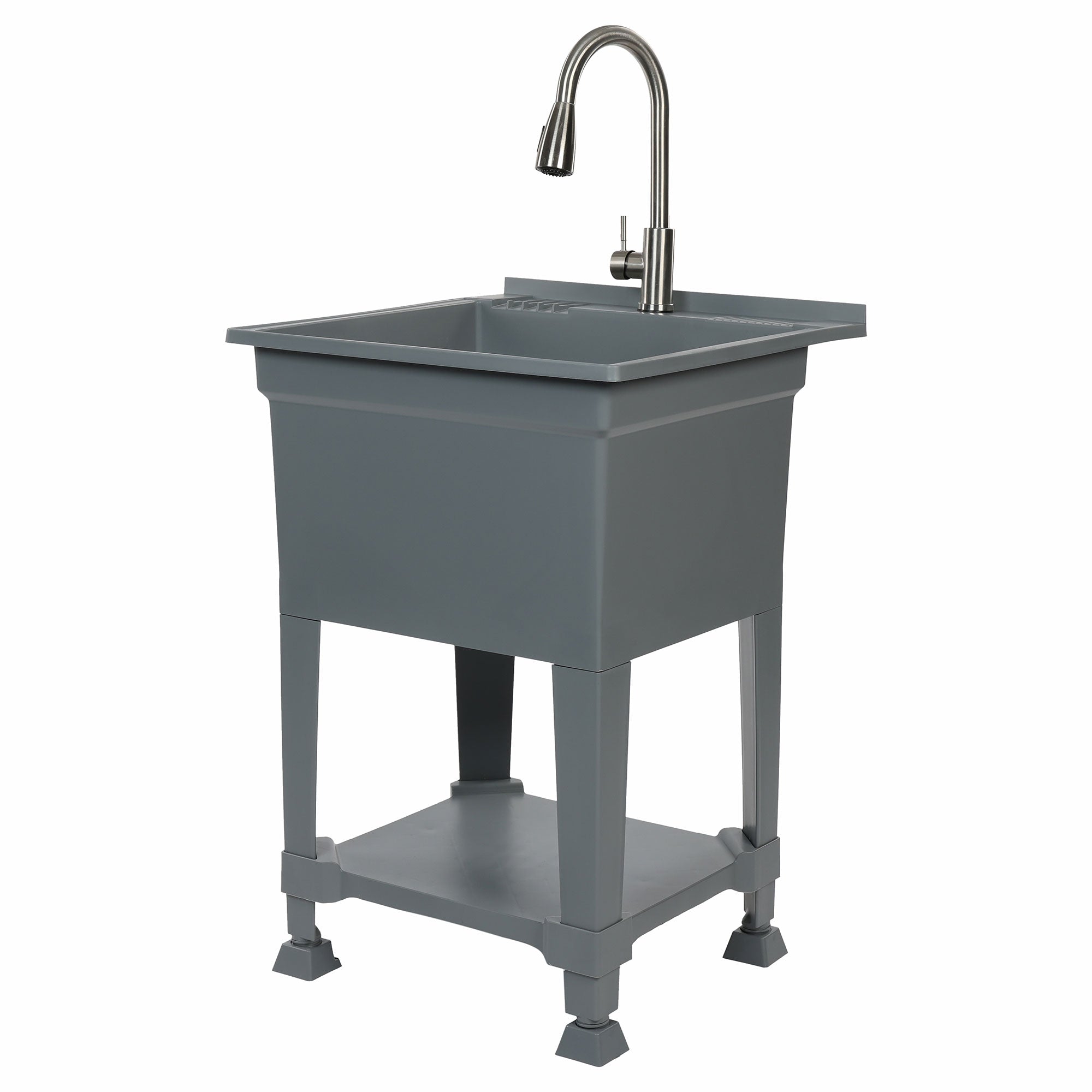 UTILITYSINKS Plastic 24" Freestanding Workshop Utility Tub Sink, Grey (Used) - VMInnovations