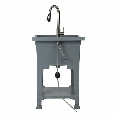 UTILITYSINKS Plastic 24" Freestanding Workshop Utility Tub Sink, Grey (Used) - VMInnovations