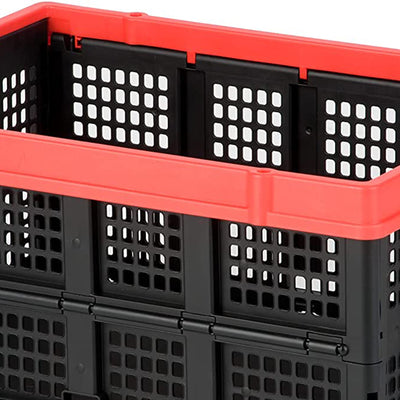 Magna Cart Tote 22" x 16" x 11" Collapsible Plastic Storage Crate, Black, 4 Pack