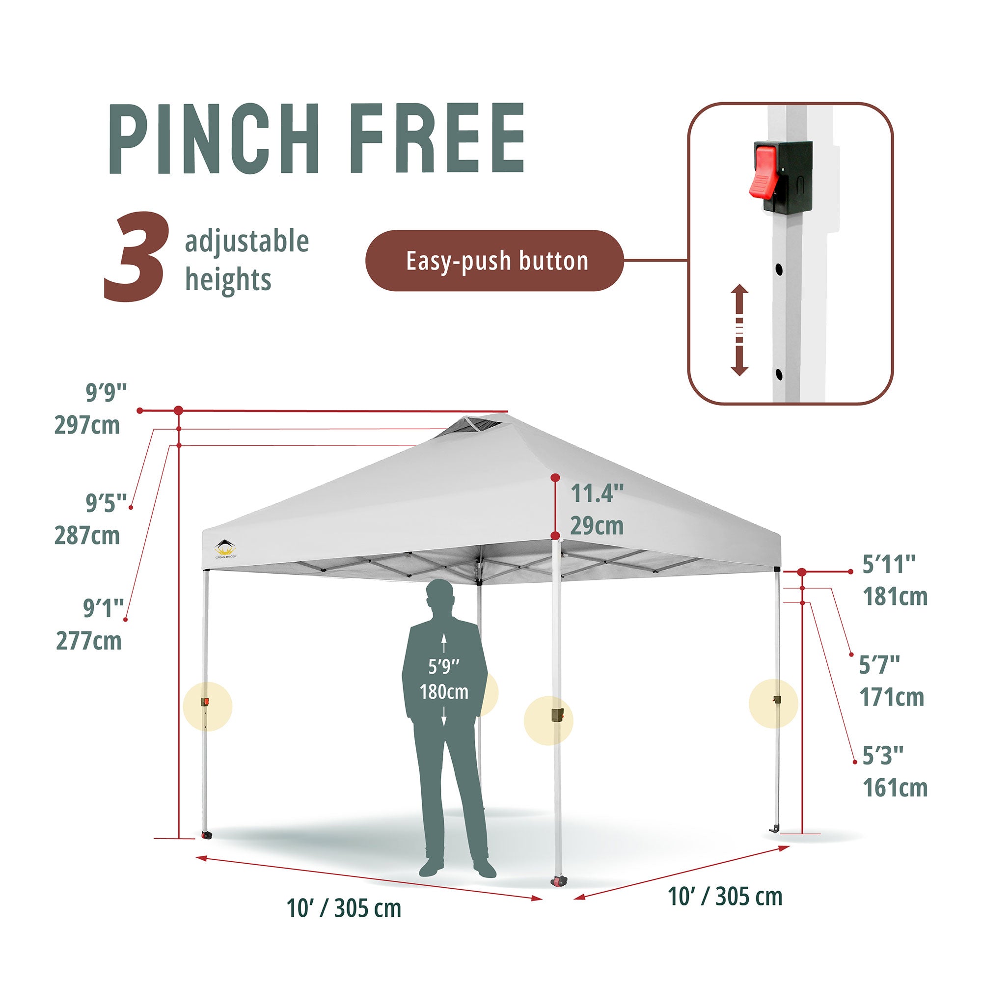 CS-RM100H-WH-2P CROWN SHADES 10'x10' Recreational Canopy, White (Open Box)