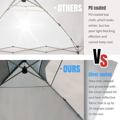 CROWN SHADES 10x10 Ft Pop Up Outdoor Canopy Tent with 1 Push Center Lock, Black