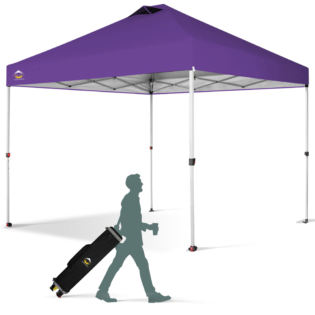 CROWN SHADES 10x10 Ft Pop Up Outdoor Canopy Tent w/1 Push Lock, Purple (Used)