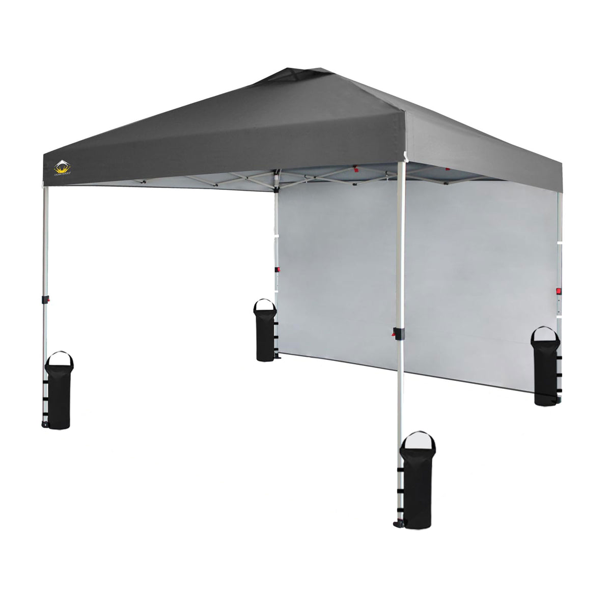 CROWN SHADES 10x10 Ft Pop Up Canopy Tent w/ Sidewall & Push Center Lock, Grey