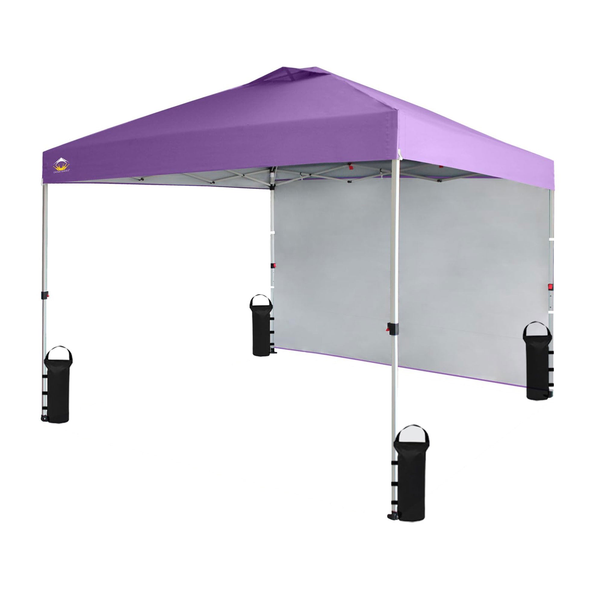 CROWN SHADES 10x10 Ft Pop Up Canopy Tent w/ Sidewall & Push Center Lock, Purple - VMInnovations