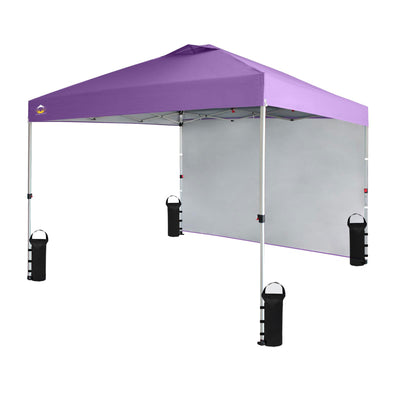 CROWN SHADES 10x10 Ft Pop Up Canopy Tent w/ Sidewall & Push Center Lock, Purple - VMInnovations