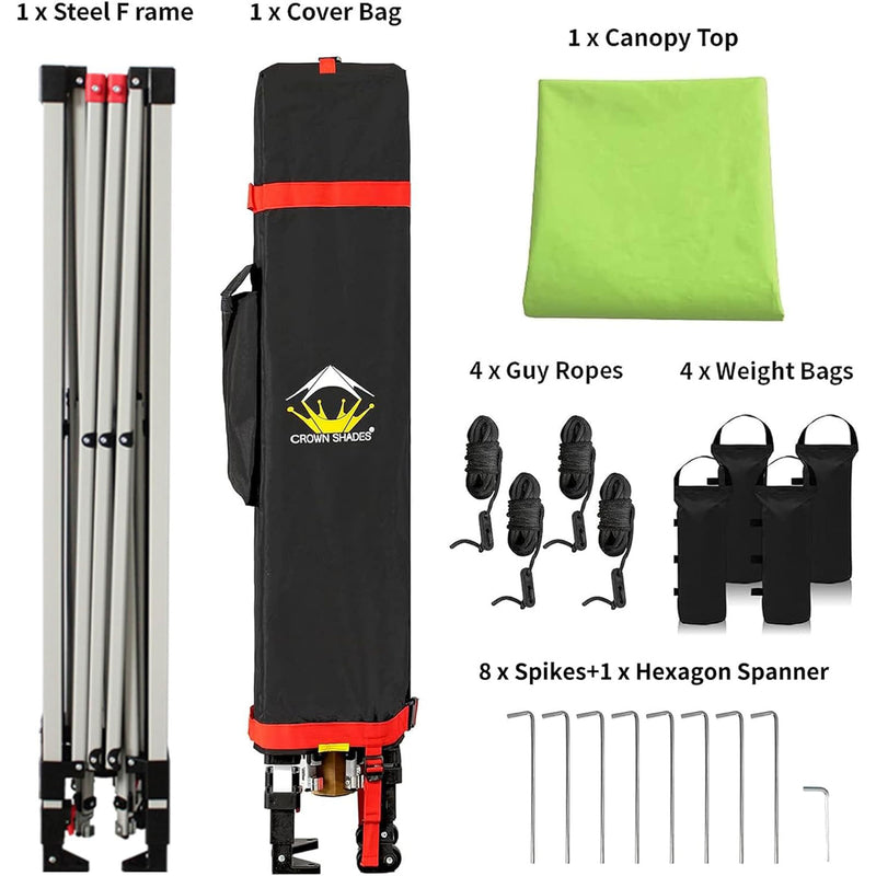 CROWN SHADES 10x10 Ft Pop Up Outdoor Canopy Tent w/1 Center Lock, Green (Used)