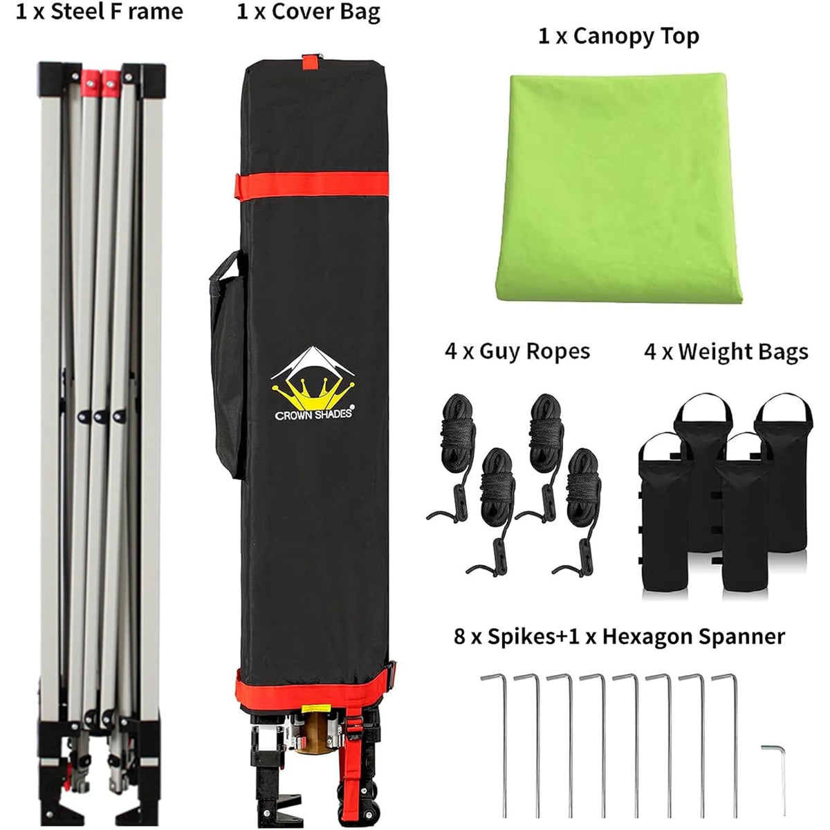 CROWN SHADES 10x10 Ft Pop Up Outdoor Canopy Tent with 1 Push Center Lock, Green