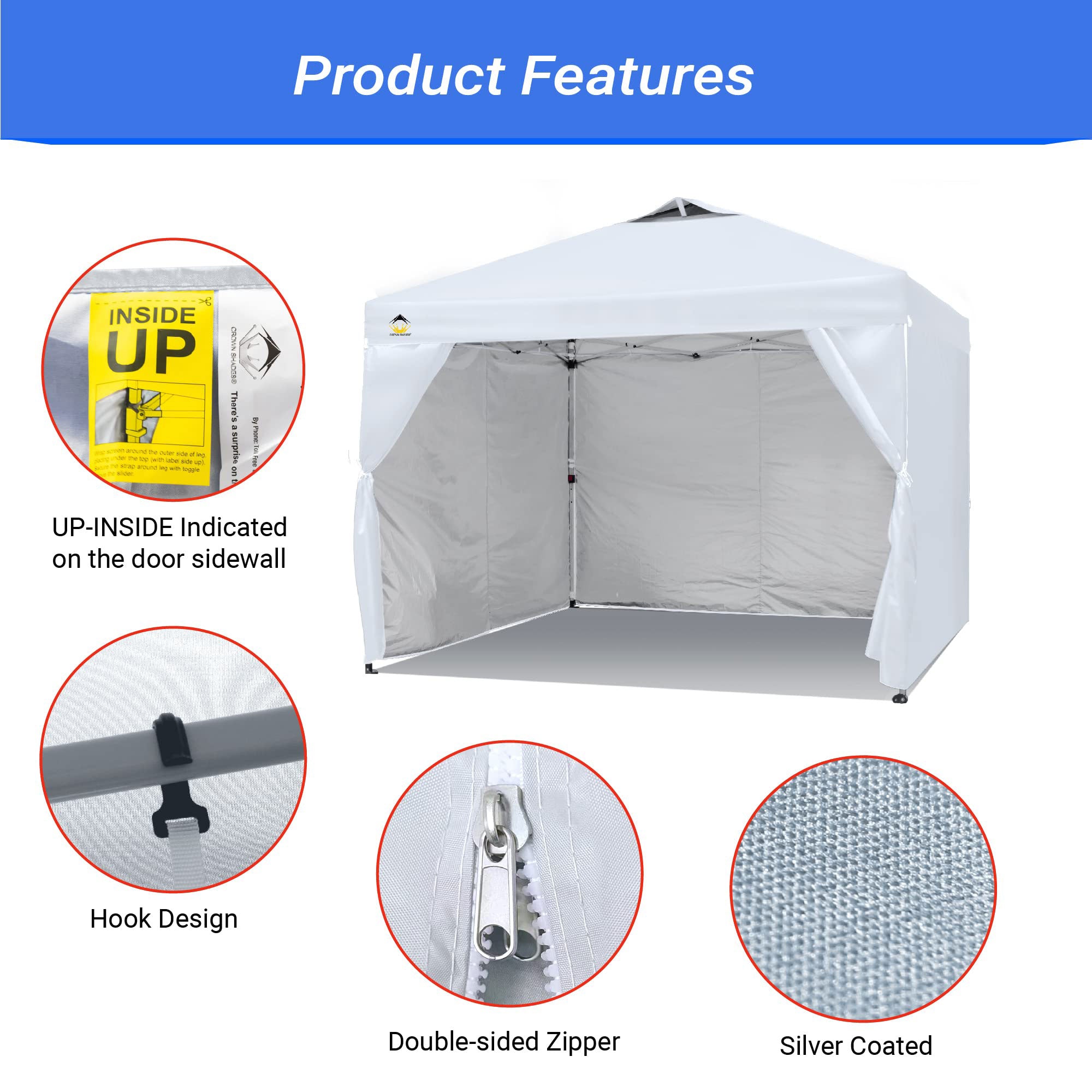 Crown Shades SunWall for 10x10 Canopy, Sidewall Only, Beige, 1 Pack (Open Box) - VMInnovations