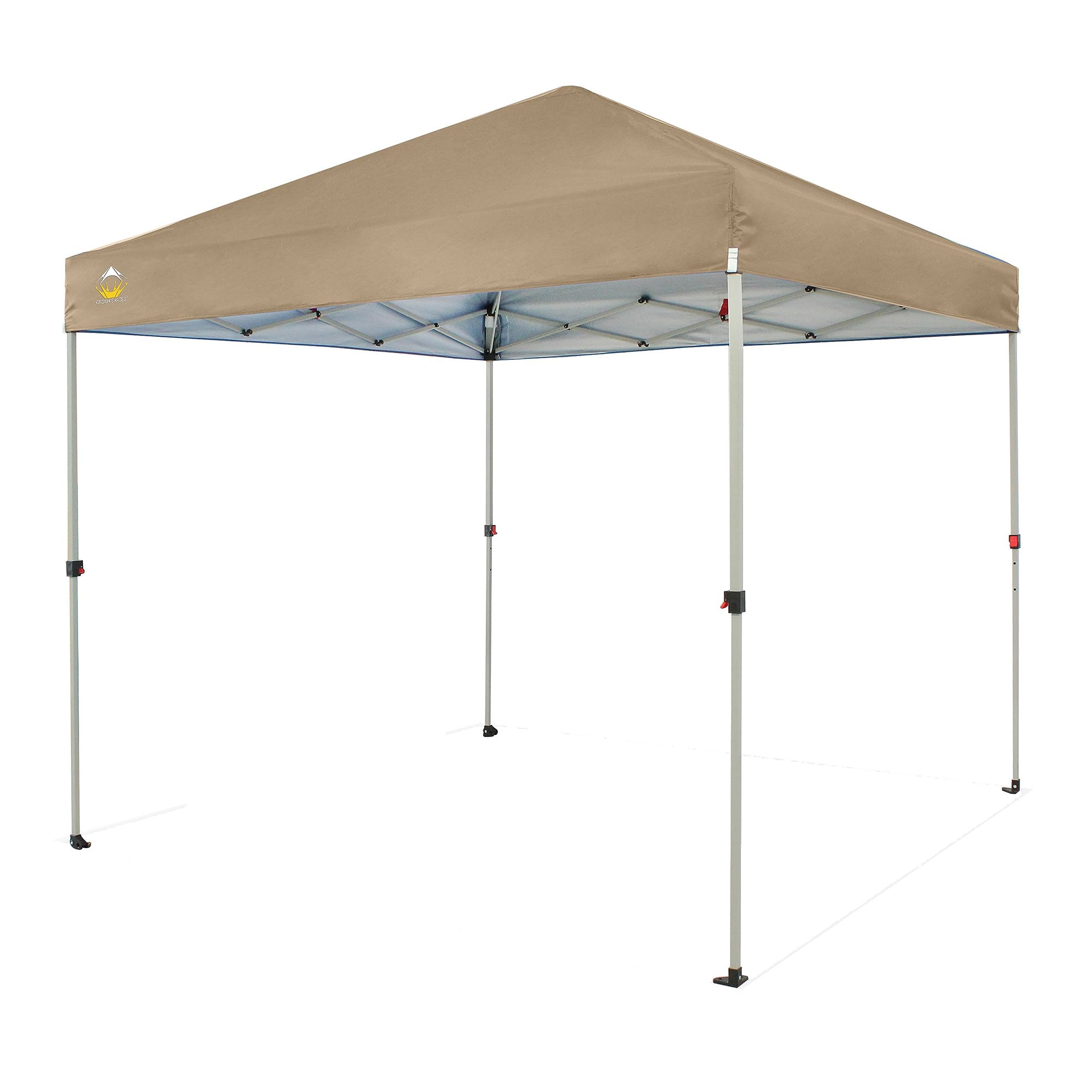 CROWN SHADES 8x8 Ft Pop Up Outdoor Canopy Tent with 1 Push Center Lock, Beige