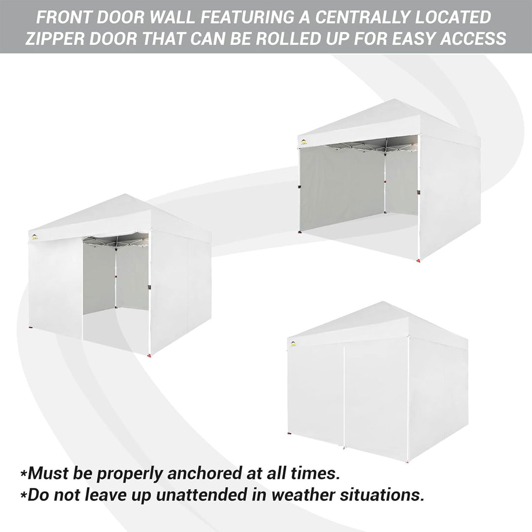 CROWN SHADES 10x10 Ft Pop Up Canopy w/2 Wheels and 4 Sidewalls, White (Open Box)
