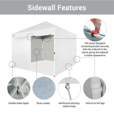 CROWN SHADES 10x10 Ft Pop Up Canopy w/2 Wheels and 4 Sidewalls, White (Open Box) - VMInnovations