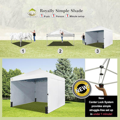 CROWN SHADES 10x10 Ft Pop Up Canopy w/2 Wheels and 4 Sidewalls, White (Open Box) - VMInnovations