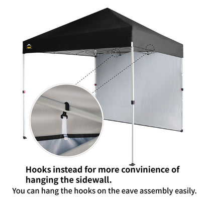 CROWN SHADES 8x8 Ft Pop Up Canopy Tent w/ Sidewall & 1 Push Center Lock, Black