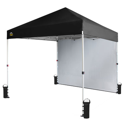 CROWN SHADES 8x8 Ft Pop Up Canopy Tent w/ Sidewall & 1 Push Center Lock, Black