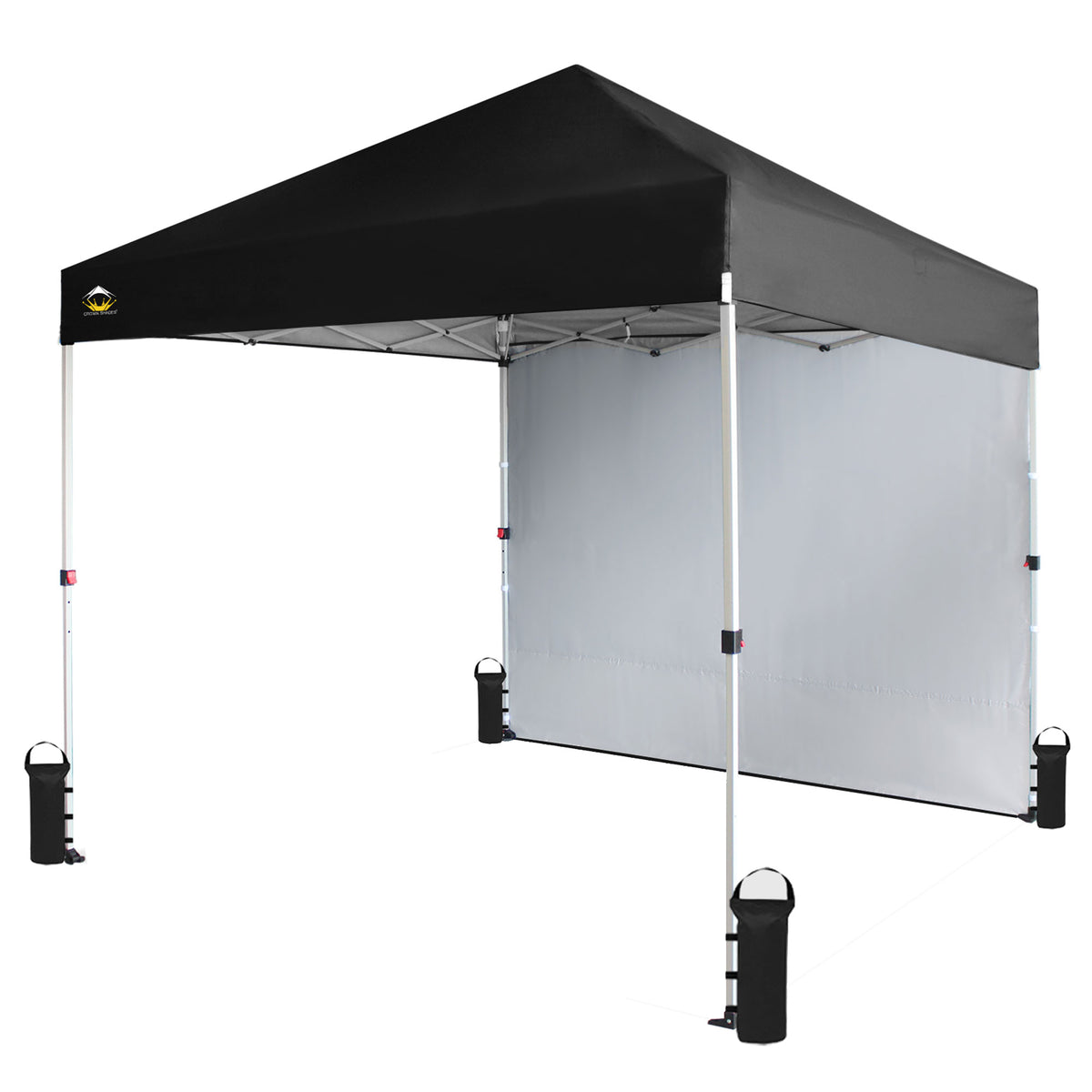 CROWN SHADES 8x8 Ft Pop Up Canopy Tent w/ Sidewall & 1 Push Center Lock, Black