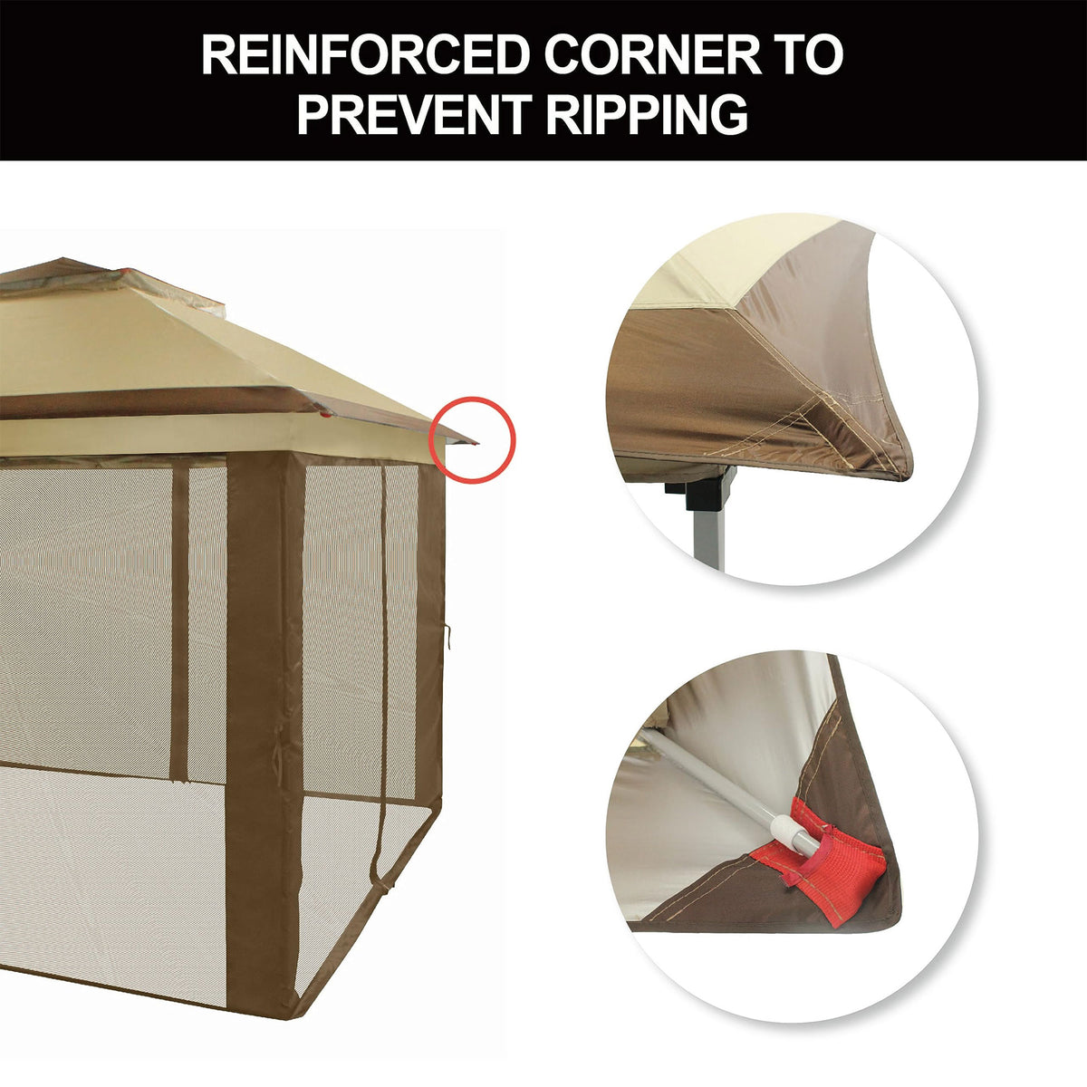 CROWN SHADES 11 x 11 Ft Pop Up Gazebo Shelter w/Mosquito Net Sidewalls, Red/Grey