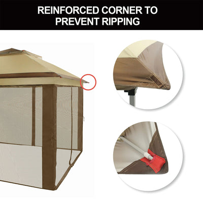 CROWN SHADES 11 x 11 Ft Pop Up Gazebo Shelter w/Mosquito Net Sidewalls, Red/Grey