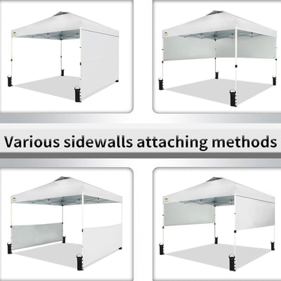 CROWN SHADES 10x10 Ft Pop Up Outdoor Canopy Tent with 2 Half Sidewalls, White