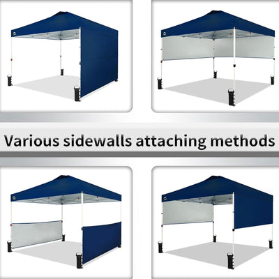 CROWN SHADES 10x10 Ft Pop Up Outdoor Canopy Tent w/ 2 Half Sidewalls, Navy Blue