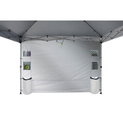 CROWN SHADES 10x10 Ft Pop Up Canopy Tent with Organizer Pocket Sidewall, White