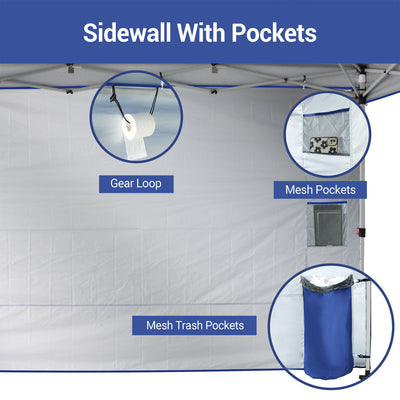 CROWN SHADES 10x10 Ft Pop Up Canopy Tent w/Organizer Pocket Sidewall, Navy Blue