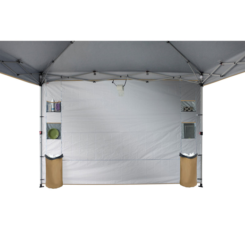 CROWN SHADES 10x10 Ft Pop Up Canopy Tent w/Organizer Pocket Sidewall,Beige(Used)