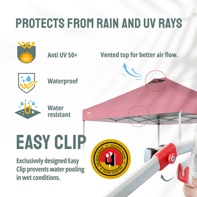 CROWN SHADES 10x10 Ft Pop Up Outdoor Canopy Tent with 1 Push Center Lock, Pink