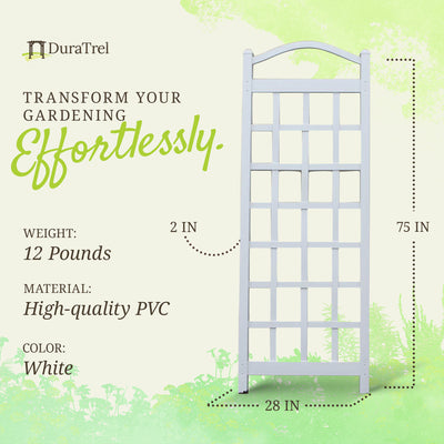 Dura-Trel Cambridge 28"x75" PVC Vinyl Outdoor Garden Trellis, White (For Parts)