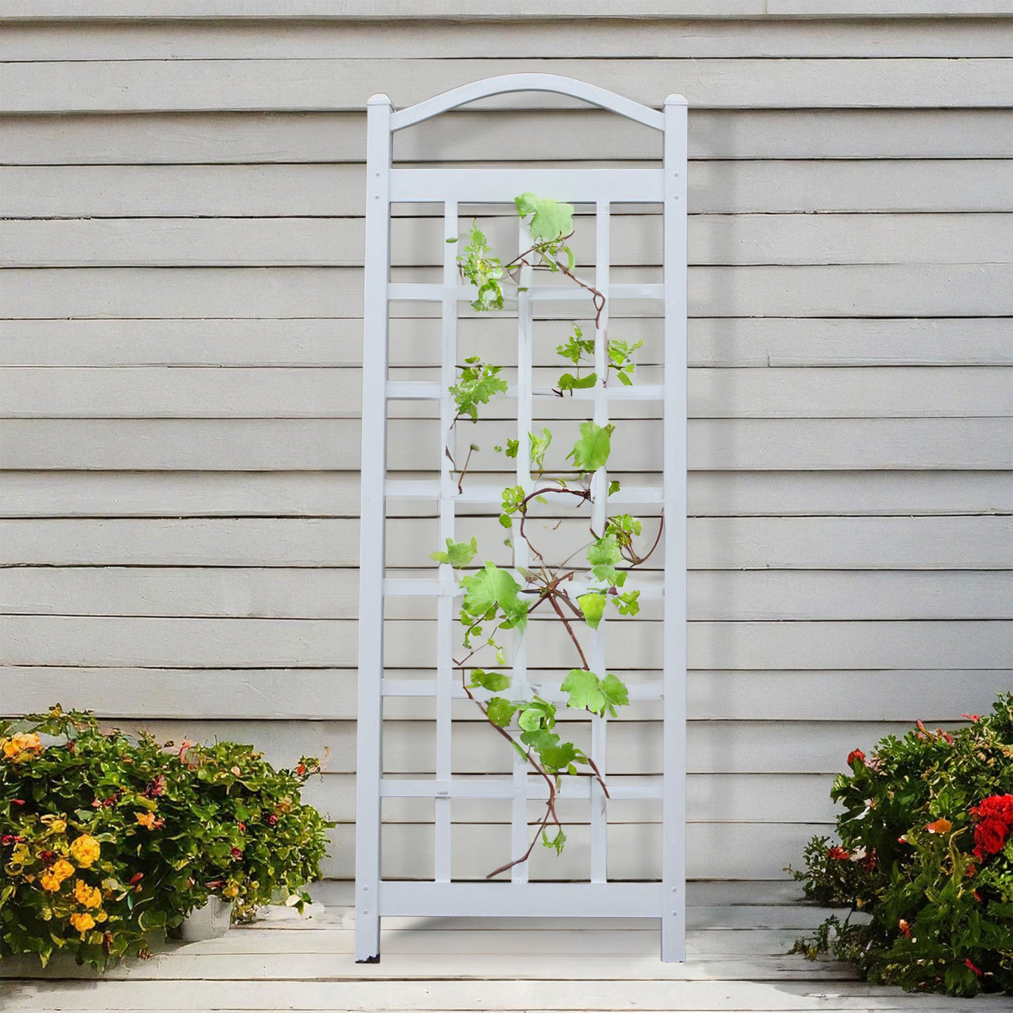 Dura-Trel Cambridge 28 x 75 Inch PVC Vinyl Outdoor Garden Patio Trellis, White - VMInnovations