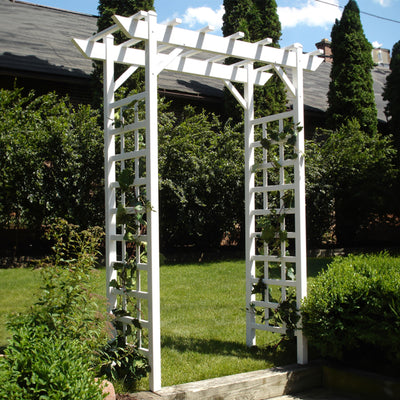 Dura-Trel Arbor 64" x 85" PVC Outdoor Garden Arch Trellis, White (For Parts)