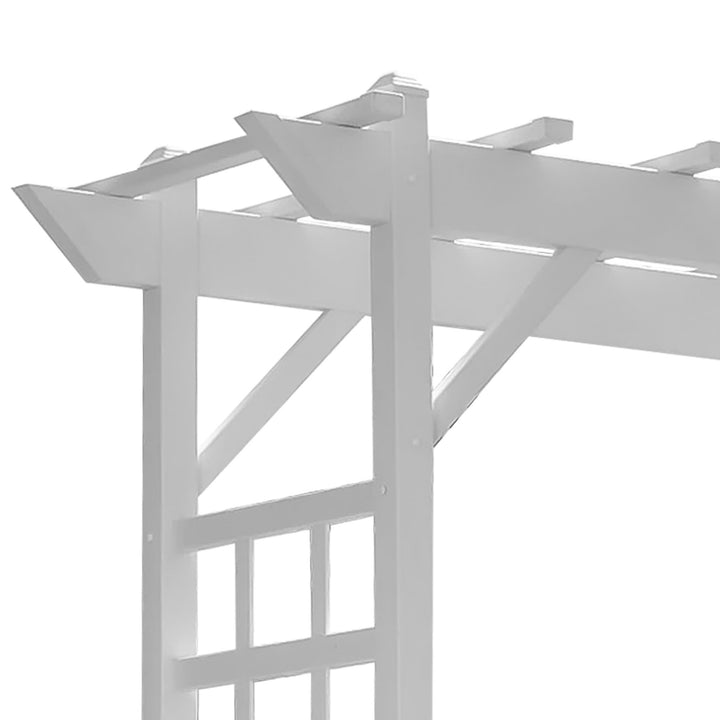 Dura-Trel Providence Arbor 64" x 85" PVC Outdoor Garden Arch Trellis, White - VMInnovations
