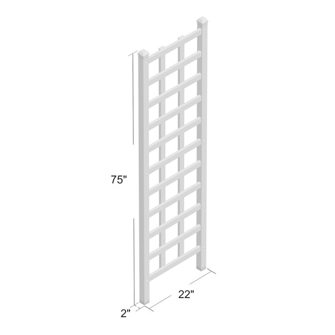 Dura-Trel Elmwood 22" x 75" PVC Vinyl Outdoor Garden Patio Trellis, White (Used)