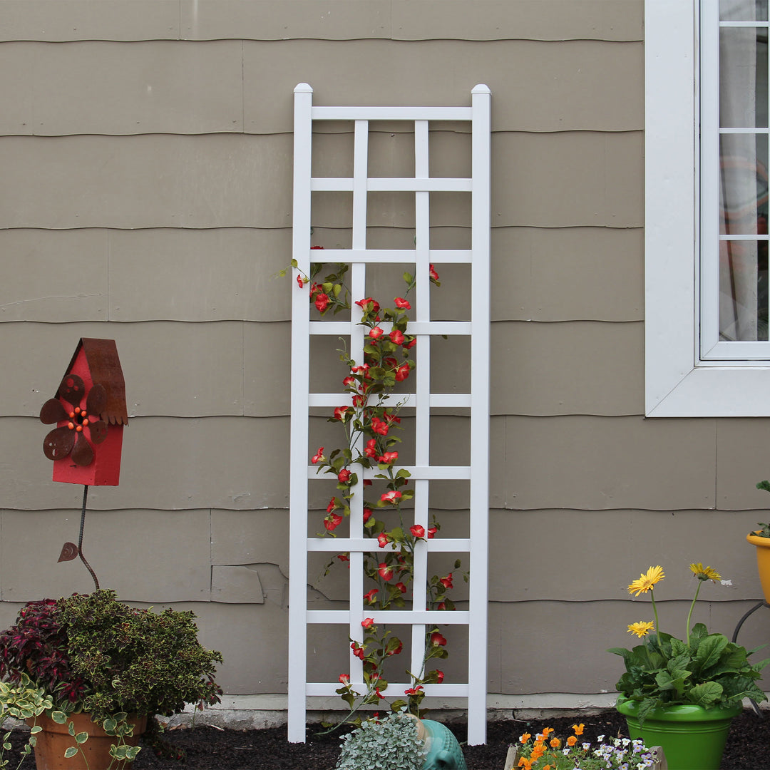 Dura-Trel Elmwood 22"x75" PVC Vinyl Outdoor Patio Trellis, White (Open Box) - VMInnovations