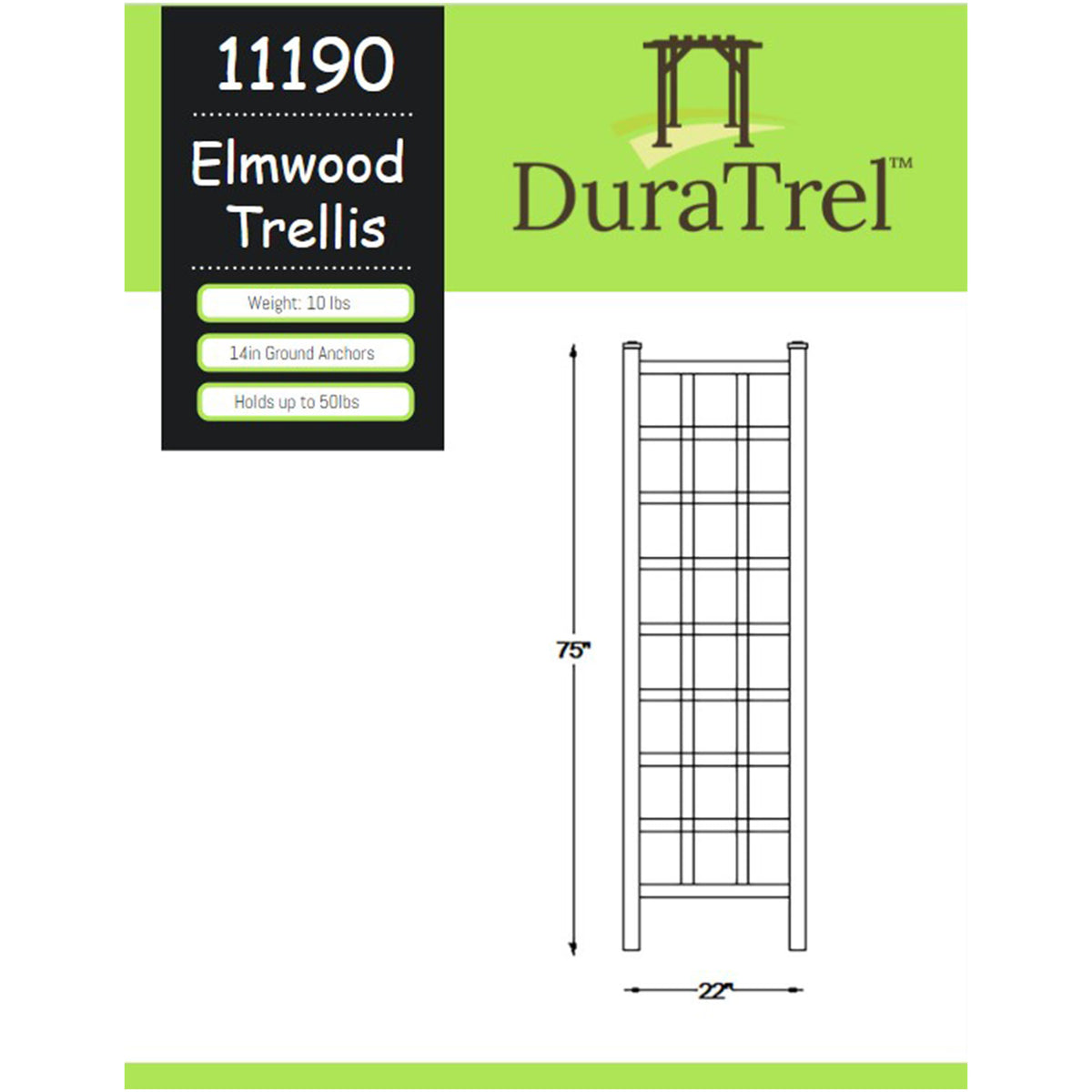 Dura-Trel 22 x 75 Inch PVC Vinyl Outdoor Garden Patio Trellis, White (For Parts)