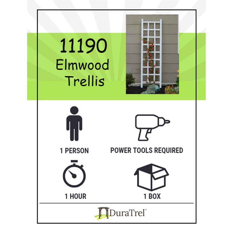 Dura-Trel Elmwood 22"x75" PVC Vinyl Outdoor Patio Trellis, White (Open Box)