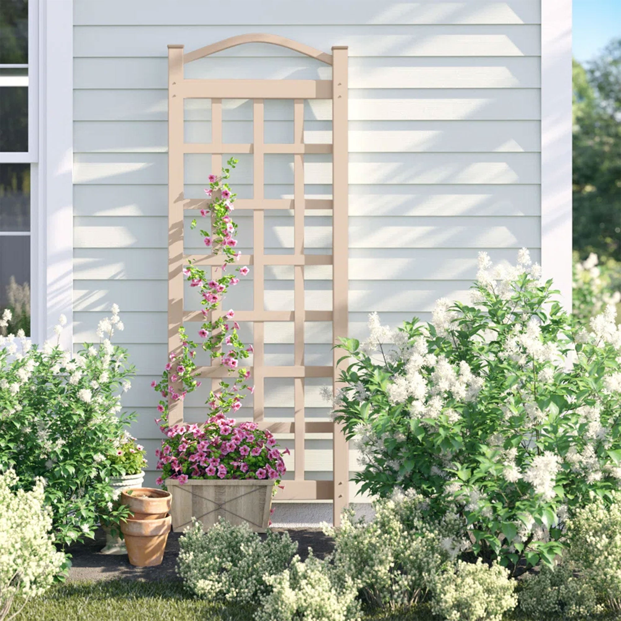 Dura-Trel Cambridge 28x75 Inch PVC Vinyl Garden Patio Trellis, Mocha (For Parts) - VMInnovations