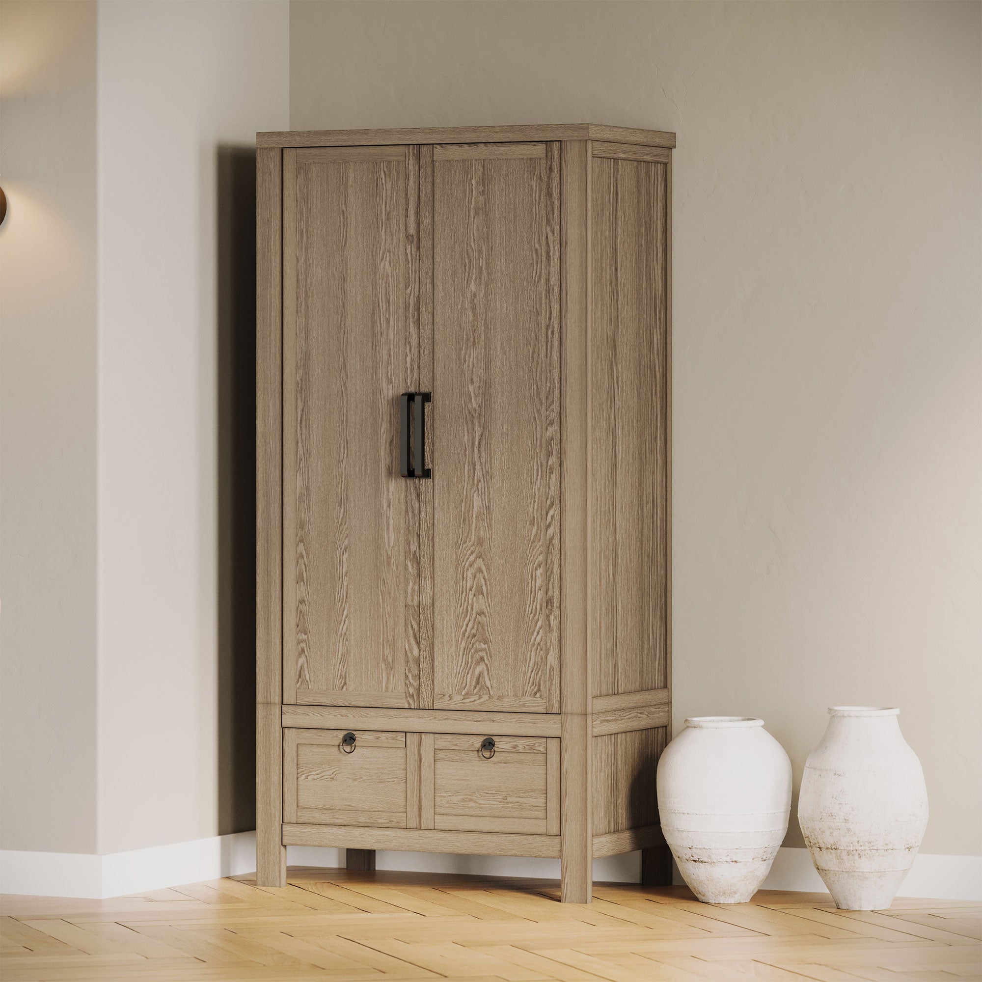 Maven Lane Vaughn Rustic Wooden Cabinet in Weathered Grey Finish - VMInnovations