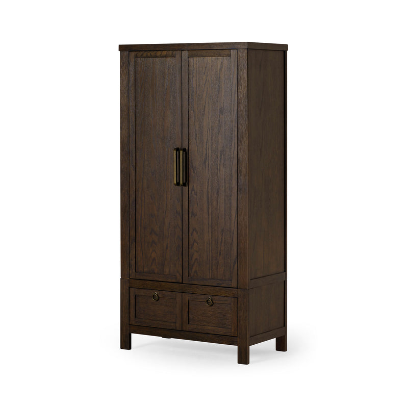 Maven Lane Vaughn Rustic Wooden Cabinet in Weathered Brown Finish