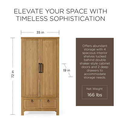 Maven Lane Vaughn Rustic Wooden Cabinet in Weathered Natural Finish - VMInnovations
