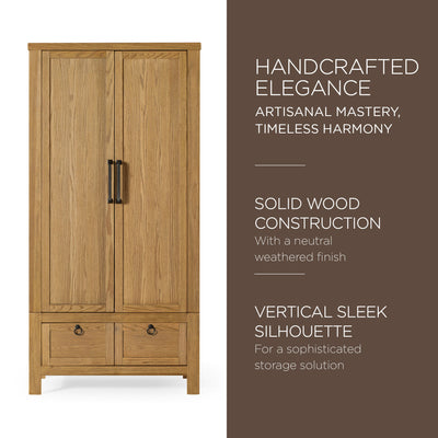 Maven Lane Vaughn Rustic Wooden Cabinet in Weathered Natural Finish - VMInnovations